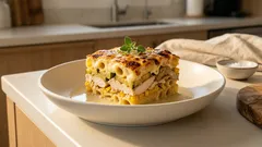 Ζυμαρικά φούρνου με κοτόπουλο και λαχανικά – ελαφριά μπεσαμέλ με ρεγκάτο & λάιμ