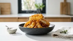 Τραγανά onion rings στον φούρνο – χρυσαφένια χωρίς τηγάνισμα