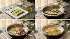 Μακαρονάδα με κολοκυθάκια, καπνιστή πανσέτα και δυόσμο – δένει με λίγο κρασί