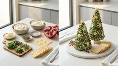 Χριστουγεννιάτικα «δέντρα» τυριού χωρίς ψήσιμο – εντυπωσιακό ορεκτικό με ρόδι