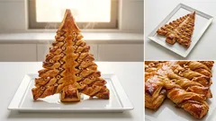 Χριστουγεννιάτικο δέντρο σφολιάτας με πραλίνα και φουντούκια — έτοιμο σε 20′