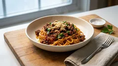 Vegan μακαρόνια με κιμά σε μία κατσαρόλα: πλούσια σάλτσα με δάφνη και κανέλα